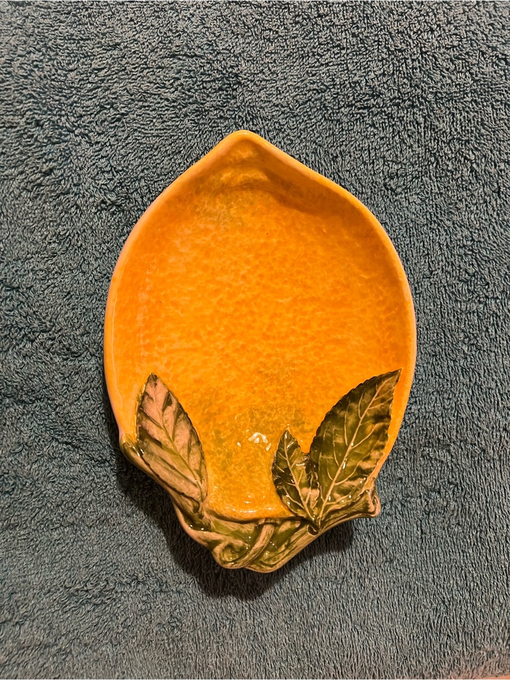 Ceramic Lemon Shaped Trinket Dish Yellow Citrus Fruit Decor Small Ring Catchall - Picture 5 of 5